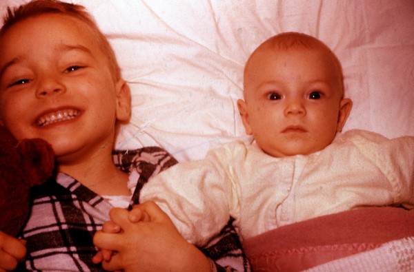 Scott McDougall and Dave Younkin in their little league uniforms